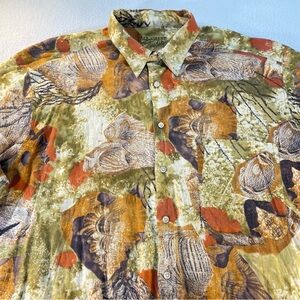 Vintage Jack Lipton Studio Mens Linen Blend Short Sleeve Button Up Size XL